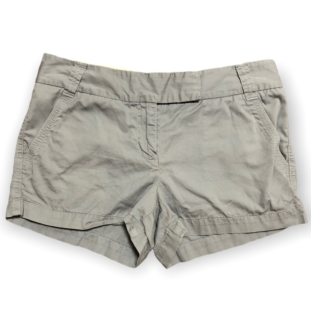 J. Crew Women’s Chino Shorts Size 4 Front Slash Pockets Khaki Gray